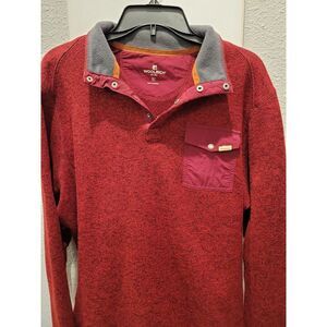 Woolrich Men's Fleece Pullover Sweater Size Xl 1/4 Snap Henley Heather Red (e10)